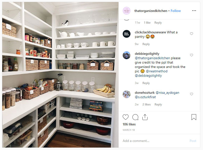 kitchen pantry with floor-to-ceiling shelves