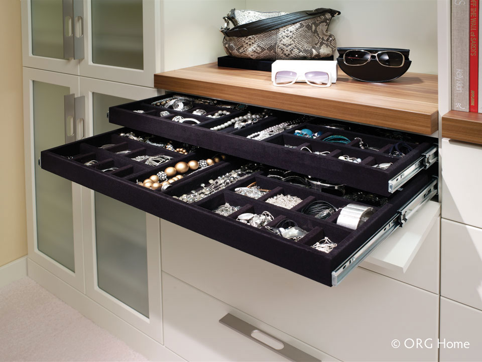 Custom closet pull-out jewelry tray
