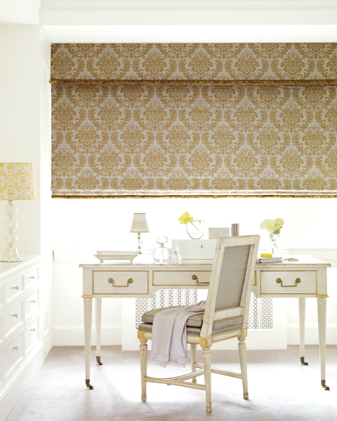 Design Studio™ Roman Shades with EasyRise™ cord loop by Hunter Douglas are available in a variety of fabrics to accent any decor.