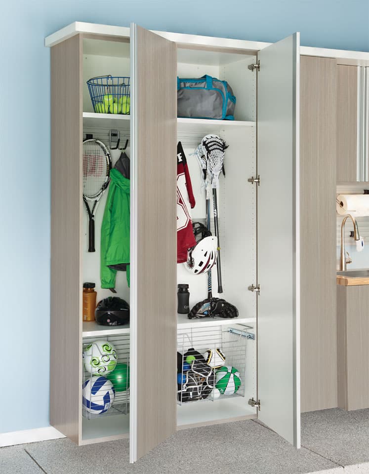 garage wall organizers from Strickland's Custom Garages Wilmington NC