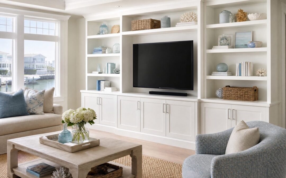 Cherry Grove & Tidewater Plantation Entertainment Centers: Spring Designs That Beat Glare, Salt Air, and HOA Reality